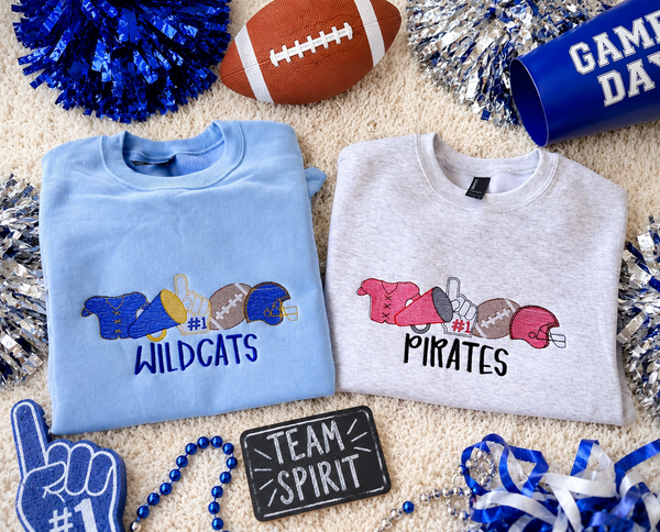 Game Day Football Sketch Embroidered Sweatshirt