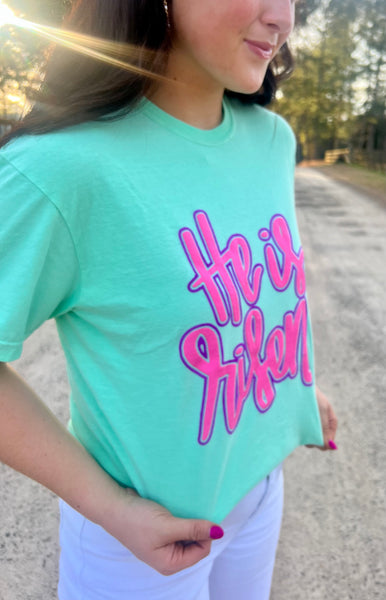 He is Risen 2 Layer Puff Easter Tee