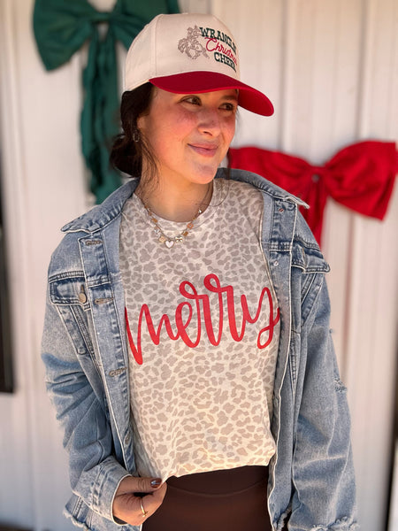 Merry Metallic Natural Leopard Christmas Tee