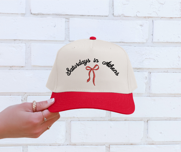 Saturdays in {town} custom trucker hat