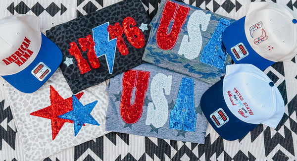 Stacked Star Sequin Embroidery Applique Graphic Tee