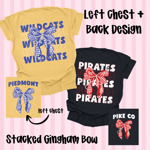 Stacked Gingham Bow Team Tee/Sweatshirt
