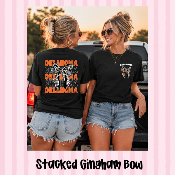 Stacked Gingham Bow Team Tee/Sweatshirt