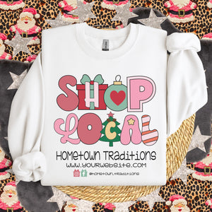 Custom Retro Shop Local Christmas tee/sweatshirt