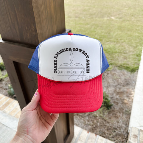 Boot Stitch Trucker Hat Make America Cowboy Again
